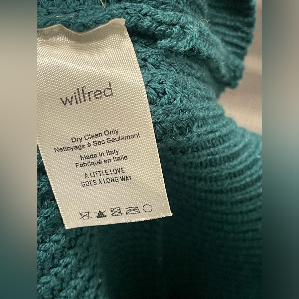 Aritzia Wilfred Teal Green Chunky Knit Merino Wool Long Sleeve Pullover SweaterS - Picture 7 of 8